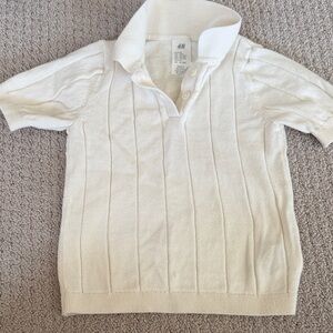 H&M Off-White Knit Polo Shirt